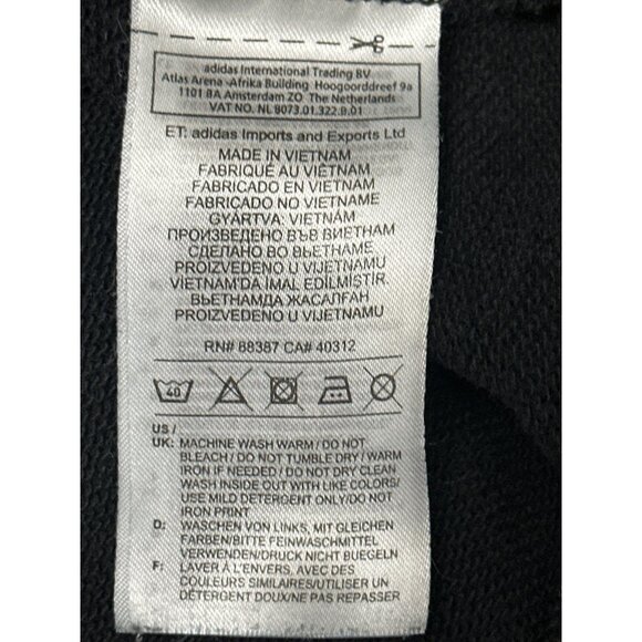 Adidas Black Hoodie White Stripes Kangaroo Pocket Drawstring Size Large Unisex - Picture 10 of 14